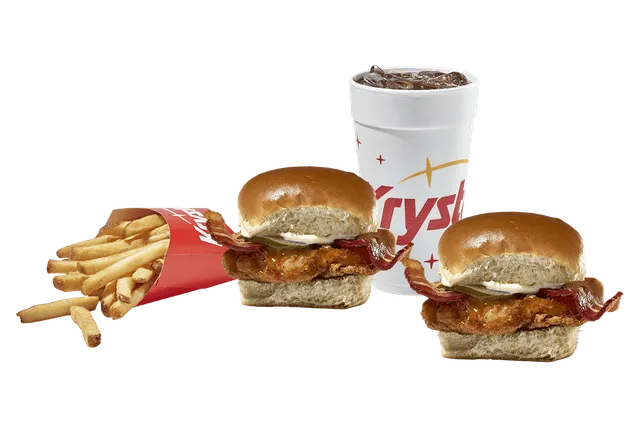 Krystal Combo Meals with sliders, french fries, and cold soda