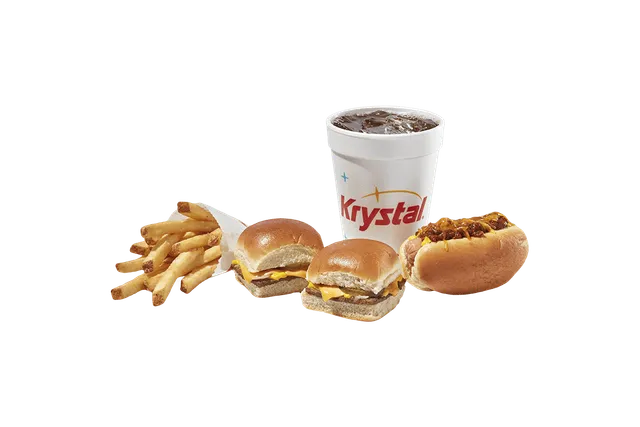 Krystal Summertime Combos with cold beverage and sliders