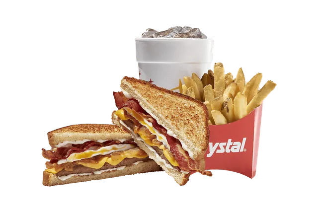 Bacon And Egg Patty Melt Combo from Krystal menu with price, nutrition and calories